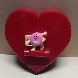 M&M Pink Cupid Red Heart Shaped Valentine’s 1991 Candy Keepsake Box Works